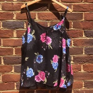 Torrid Black/ Pink/ Blue Floral Tank Top